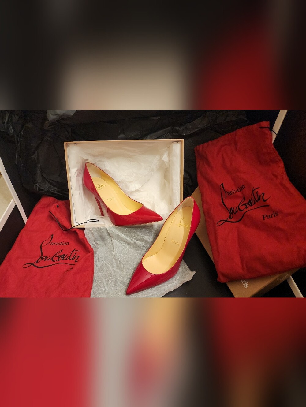 Christian Louboutin Glossy Red Pointed Toe Stilettos
